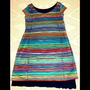 Desigual Rainbow Bodycon Ultra Stripe Dress Stretch Sequins Mini Lined Large XL